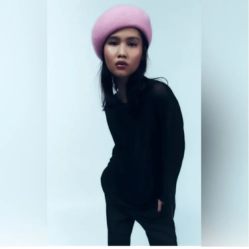 Zara Pink Wool Beret